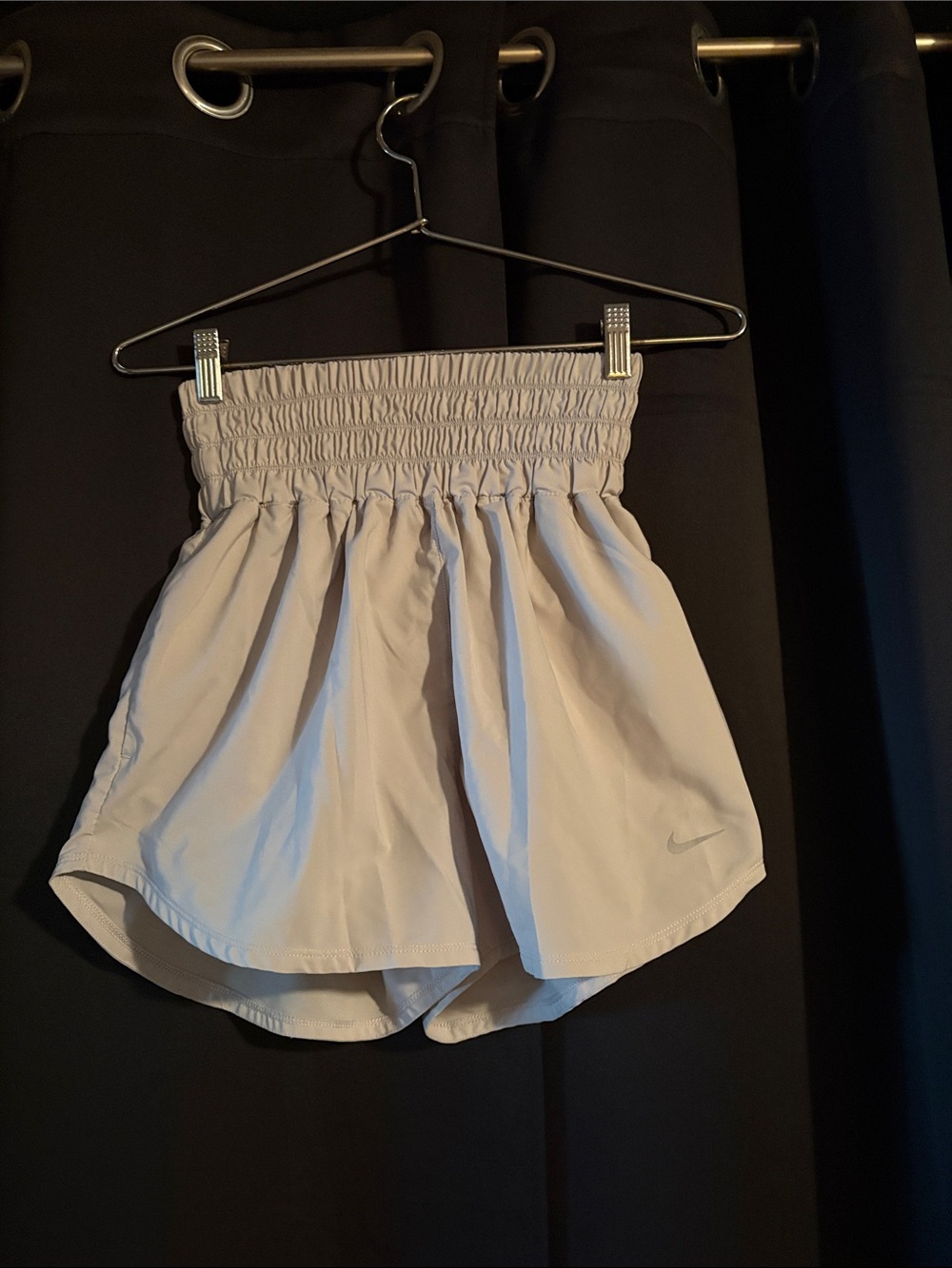Nike Women's High-Rise cream Elastic Smocked Waist Athletic Shorts